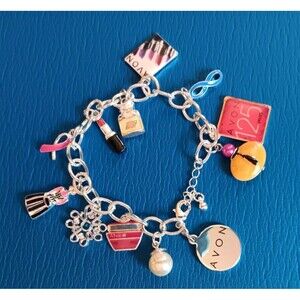Bracelet new Womans Avon 125 Year Celebration Jewelry Silver Tone Charm Chain M
